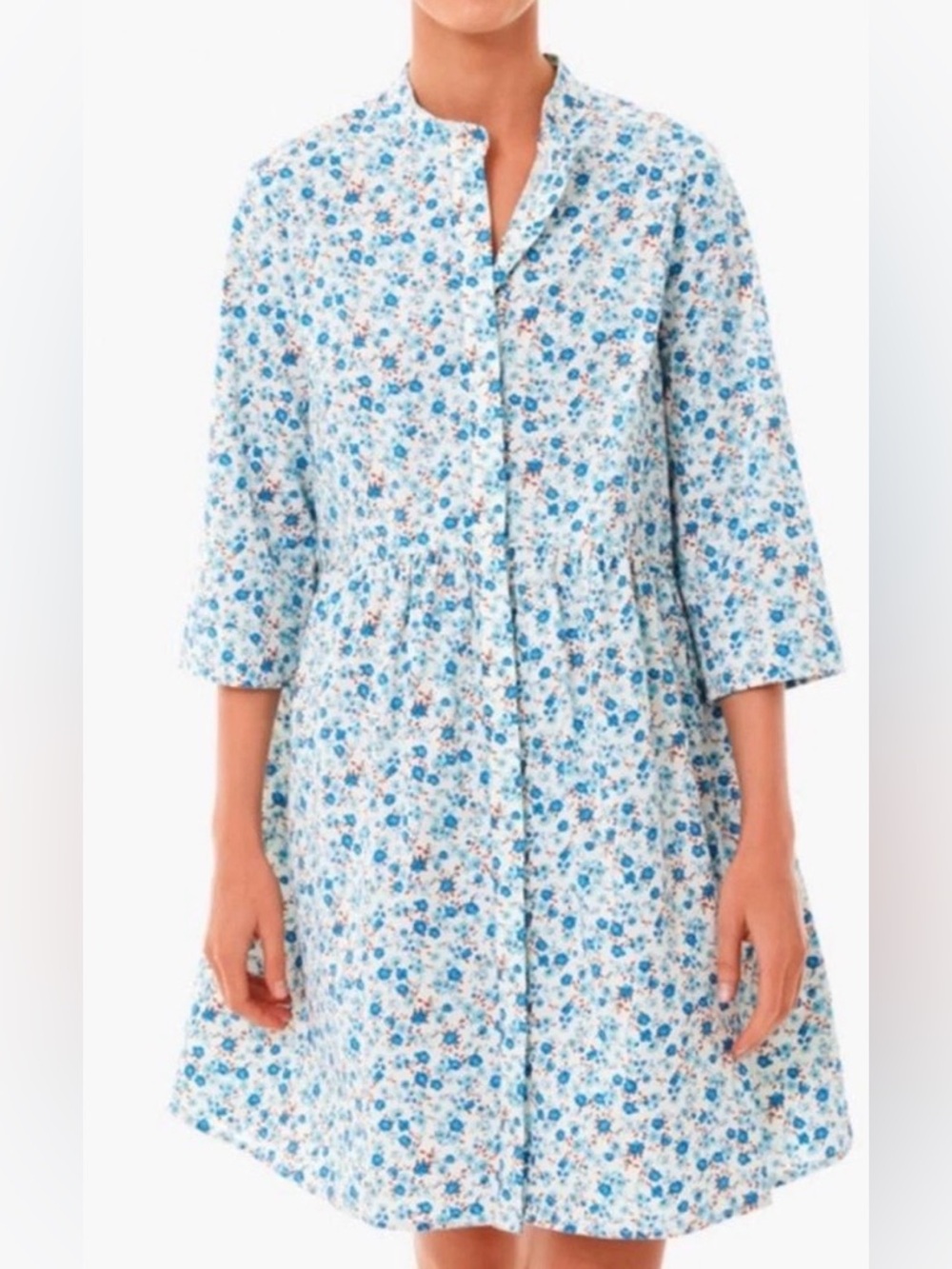 Tuckernuck Bluebell Floral Ditsy Calico Royal Shirt Dress Size Large